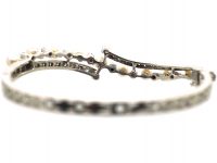14ct White Gold Diamond & Pearl Crossover Bangle