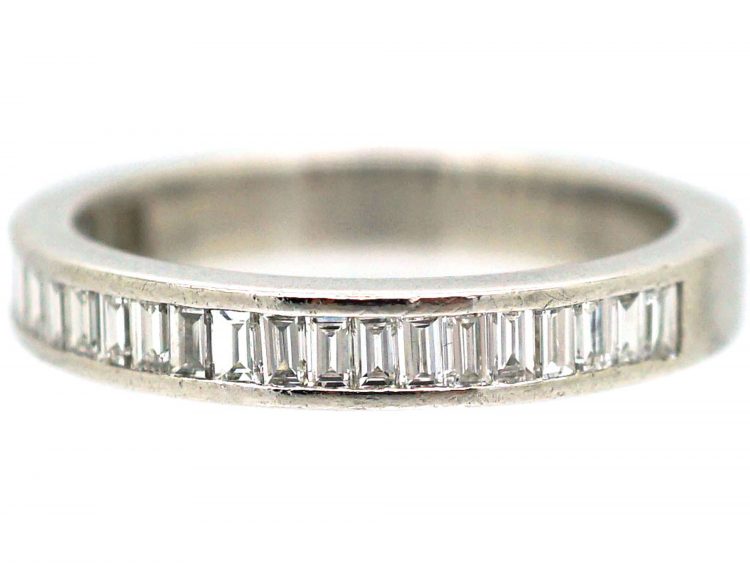 18ct White Gold & Baguette Diamond Half Eternity Ring