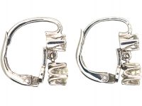 Art Deco 18ct White Gold, Two Stone Diamond Drop Earrings
