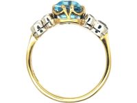 Edwardian 18ct Gold & Platinum, Aquamarine & Diamond Ring