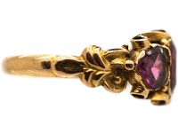 Victorian 15ct Gold Ring set with Two Heart Shaped Almandine Garnets