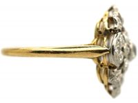 Edwardian 18ct Gold & Platinum, Diamond Openwork Cluster Ring