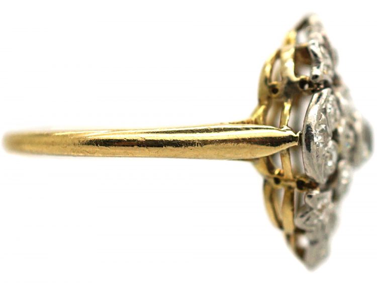 Edwardian 18ct Gold & Platinum, Diamond Openwork Cluster Ring