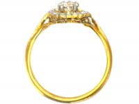 Art Deco 18ct Gold & Platinum, Oval Diamond & Rose Diamond Cluster Ring