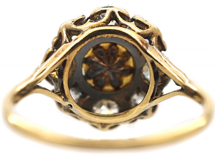 Edwardian 18ct Gold & Silver, Pearl & Diamond Cluster Ring