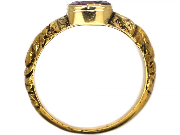 Georgian 18ct Gold & Foiled Amethyst Ring