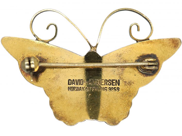 Silver & Enamel Butterfly Brooch by David Andersen