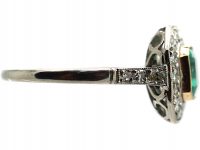 Art Deco Platinum, Emerald & Diamond Octagonal Cluster Ring