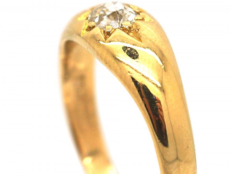 Victorian 18ct Gold & Diamond Solitaire Gypsy Ring