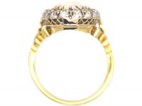 Edwardian 18ct Gold Large Opal & Diamond Oval Cluster Ring