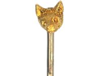 Edwardian Tiny 15ct Gold Tie Pin of a Fox Head