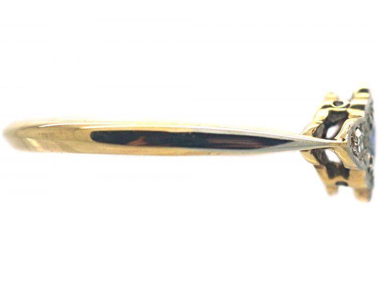 Art Deco 18ct Gold & Platinum, Sapphire & Diamond Ring