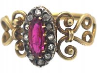 Victorian 18ct Gold, Ruby & Rose Diamond Ring