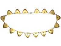 Retro Silver Gilt & White Enamel Necklace by Albert T Scharning