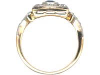 Art Deco 14ct Gold & Platinum, Sapphire & Diamond Rectangular Cluster Ring