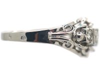 French Art Deco 18ct White Gold Ring set with Five Diamonds
