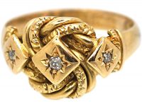 Edwardian 18ct Gold Knot Ring set with Three Diamonds