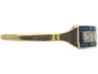 Art Deco 18ct Gold & Platinum, Diamond & Sapphire Rectangular Ring