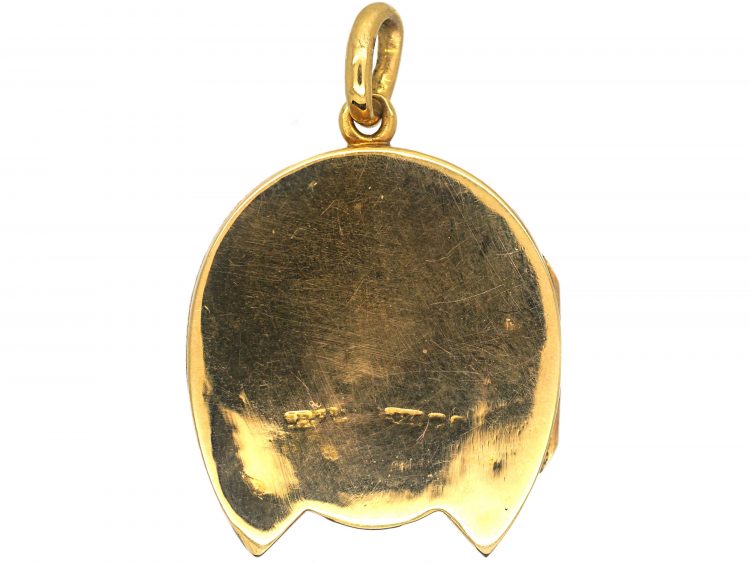 Victorian 15ct Gold Horseshoe Locket set with Sapphire & Rose Diamonds