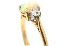 18ct Gold Three Stone Opal & Diamond Ring