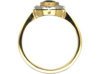 Edwardian 18ct Gold, Green Tourmaline & Rose Diamond Oval Cluster Ring