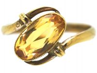 Art Nouveau 9ct Gold Citrine Twist Ring