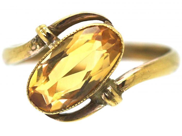 Art Nouveau 9ct Gold Citrine Twist Ring