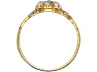 Regency 15ct Gold Natural Split Pearl & Ruby Cluster Ring with Glazed Locket on the Reverse