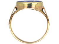Victorian 18ct Gold, Lapis Lazuli Signet Ring with Intaglio of a Crest