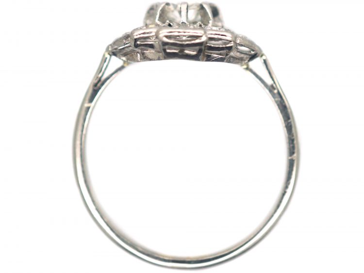 French Art Deco Platinum & Diamond Geometric Cluster Ring