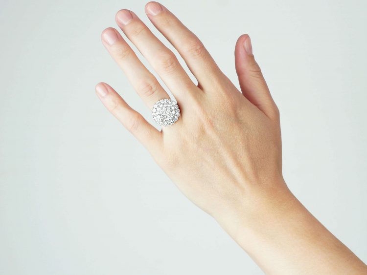 18ct White Gold Large Diamond Cluster Ring
