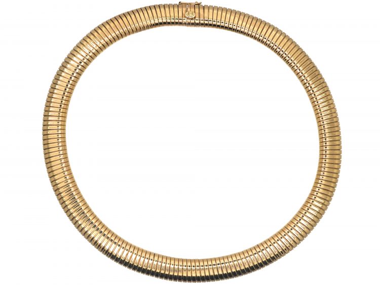 Retro Gas Pipe Flexible Tubogas 9ct Gold Collar Necklace
