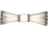 Austrian Art Deco 14ct Gold & Silver, Rock Crystal & Rose Diamond Bow Brooch