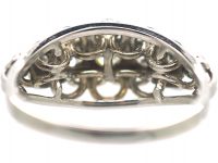 French Art Deco 18ct White Gold Ring set with Five Diamonds