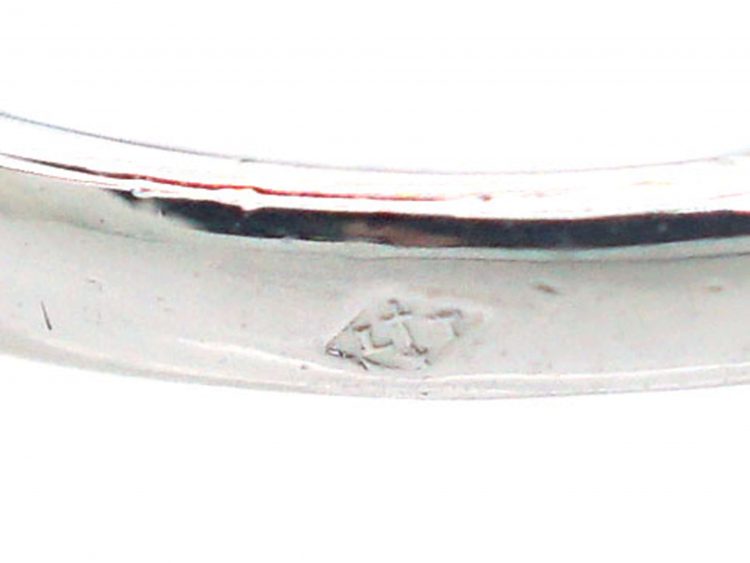 French Art Deco Platinum, Diamond, Aquamarine & Ruby Ring