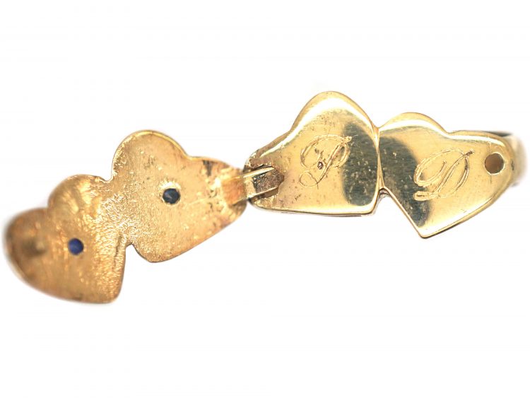 9ct Gold Double Heart Ring that Opens