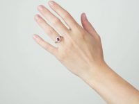 18ct Gold, Ruby & Diamond Cluster Ring with Baguette Diamonds