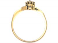 Art Nouveau 18ct Gold Lily of the Valley Ring with Plique a Jour Enamel & Diamonds