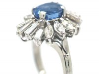 18ct White Gold 1950s Sapphire & Diamond Ballerina Ring