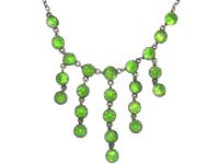 Edwardian Silver & Green Paste Drops Necklace