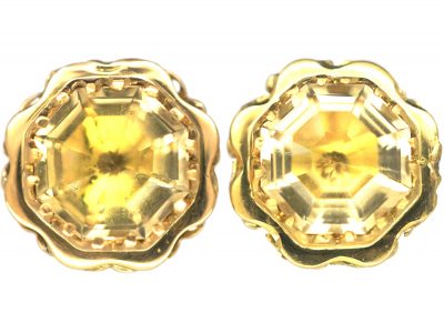 Art Deco 18ct Gold & Citrine Earrings