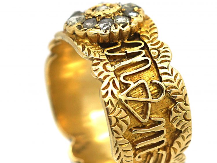 19th Century 18ct Gold Zodiac & 1811 Comet Ring set with Rose Diamonds