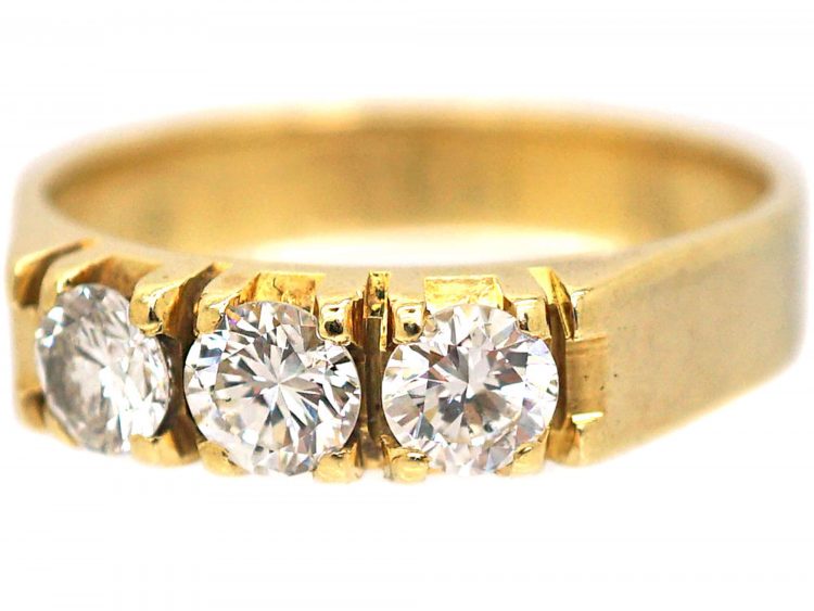 French 18ct Gold & Diamond Three Stone Ring