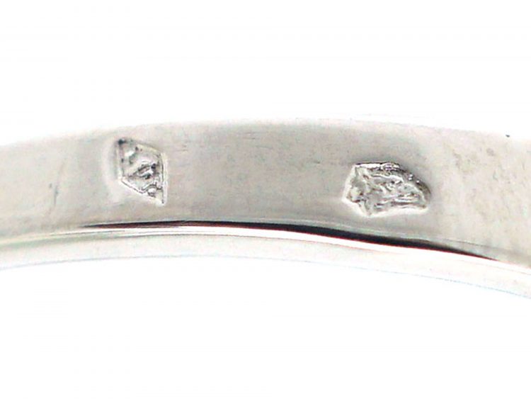 French Art Deco 18ct White Gold Ring set with Five Diamonds