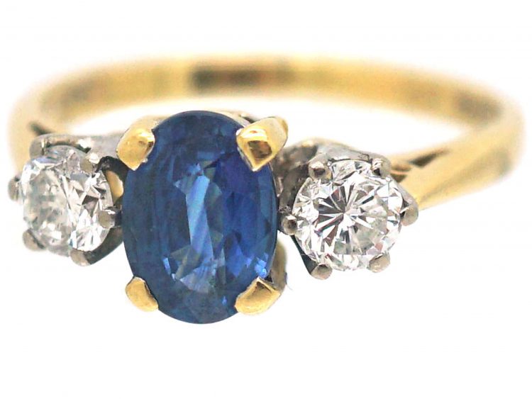 18ct Gold Sapphire & Diamond Three Stone Ring