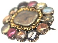Georgian 9ct Gold Harlequin Gem Set Memorial Brooch