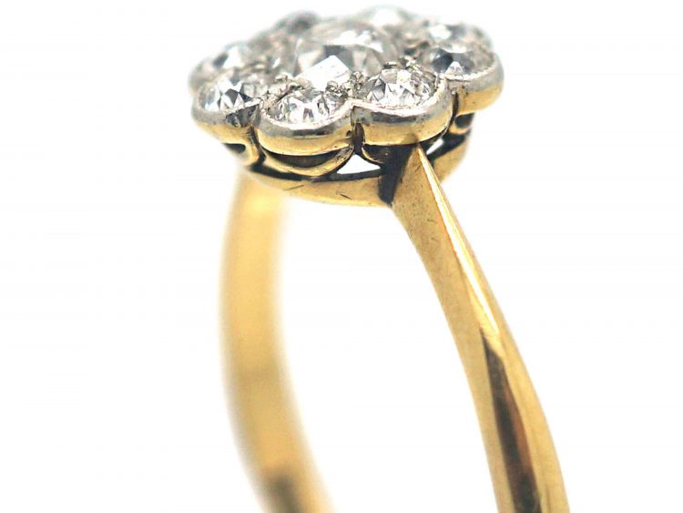 Edwardian 18ct Gold & Platinum, Diamond Daisy Cluster Ring