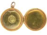 Edwardian 9ct Gold Round Locket set with an Opal