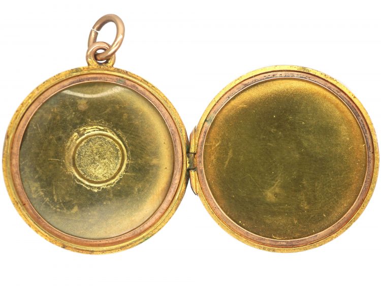 Edwardian 9ct Gold Round Locket set with an Opal