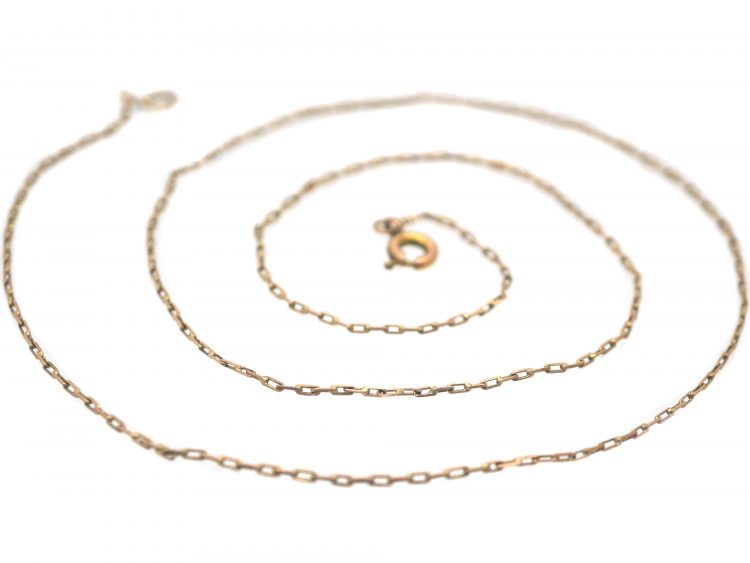 Edwardian 9ct Gold Narrow Box Link Chain